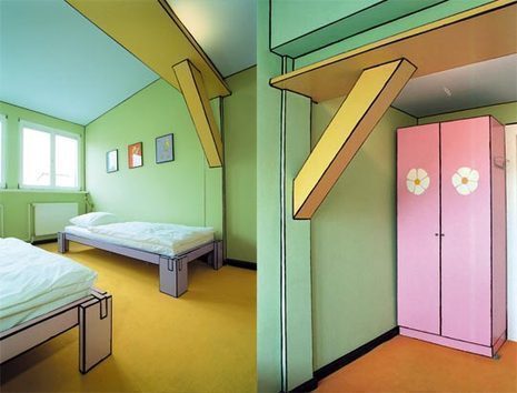 Interiors of a home from a comic strip.