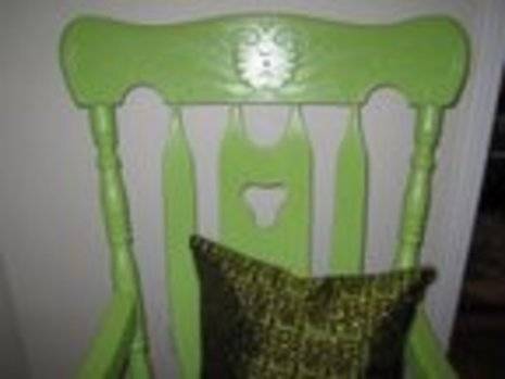 "Green Colored wooden Chair with Cushion"