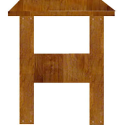A medium brown wooden table.