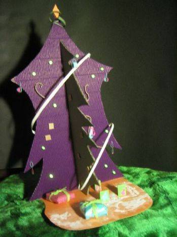 A tiny purple christmas tree