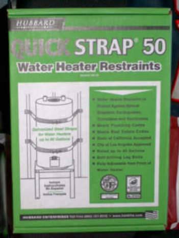 Green coloured cover which containing water heater restraints