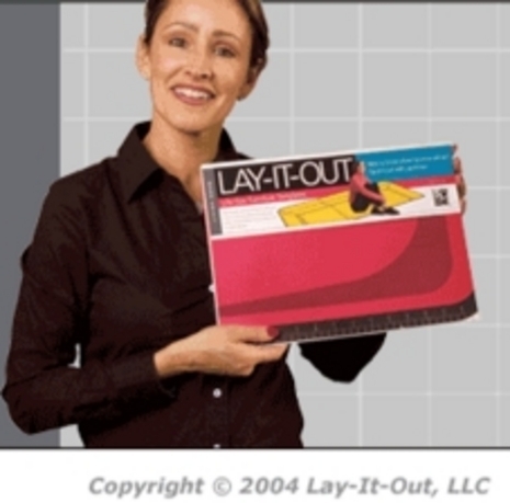 Woman showing LAY-IT-OUT card.