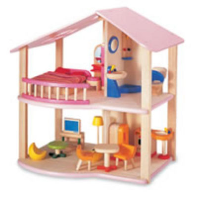 A furnished doll house is very colorful.