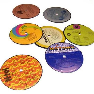 DIY vinyl record coasters