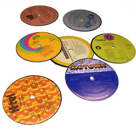 DIY vinyl record coasters