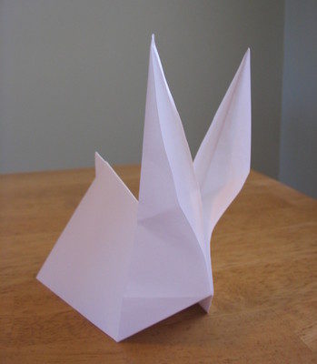A paper has been folded with origami.