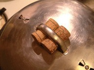 Wooden corks placed into the handle of the lod.