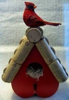 Birdhouse made with corks.