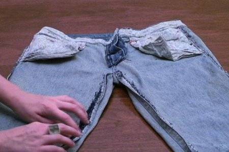 "Altering the old jeans into Skirt"