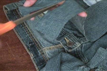 "Cutting a Jeans to make overalls"