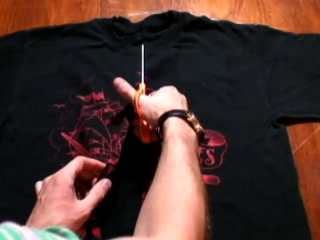 "Making a cloth material out of a old shirt"