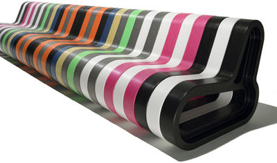 Q-Couch with lots of colors stripes.