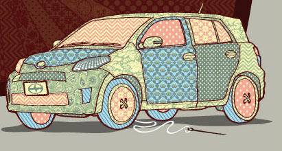 Car drawing with different patterns.
