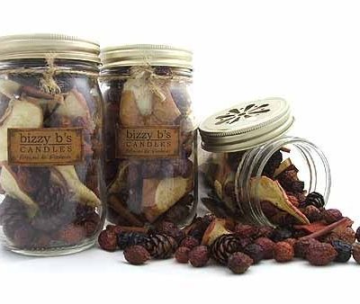 Three jars with various dried firs and leaves stuffed inside.