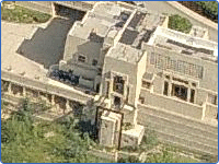" A scary house seen via aerial shot"