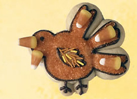 A turkey has been made out of food.