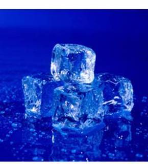 Ice cubes in blue background.