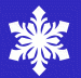 A white and blue paper snowflake template.
