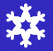 A template of a white snowflake against a blue background.