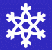 A snowflake template in blue and white