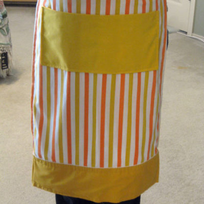 Yellow and pin striped handmade apron.