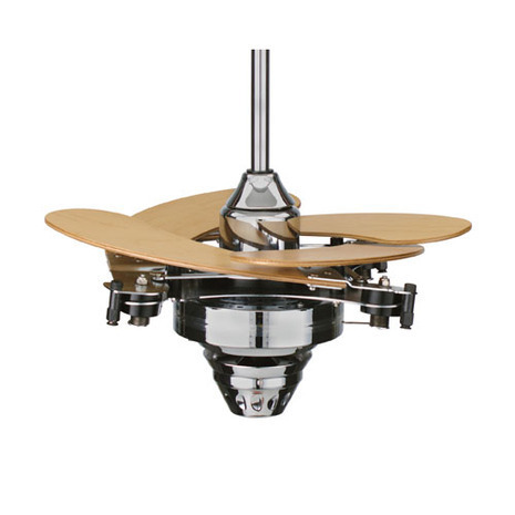 A metal ceiling fan with smart blades.