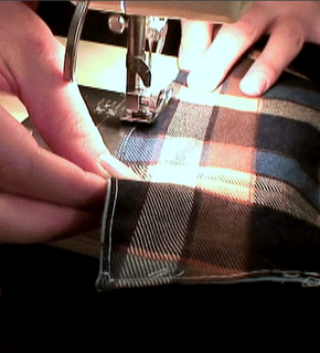 Sewing a corset from plaid.