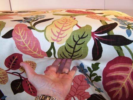 The coffee table was sewn using the designer cloth and made into the bench.