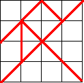 Red lines are drawn on a grid of squares.