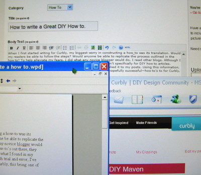Multiple browser windows and the rough draft of an essay.
