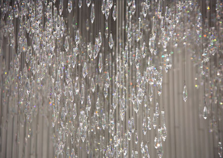 Crystals arranged to look like a shower.
