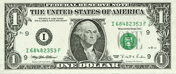 The front of a dollar bill.