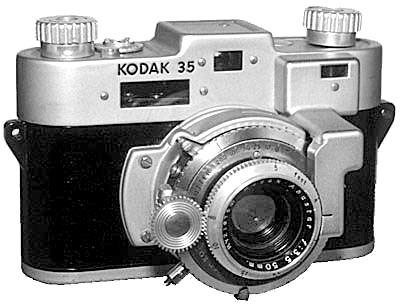A range-finder looking film camera.