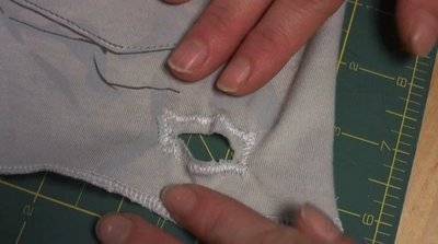 A square of fabric with a hole cut into it.