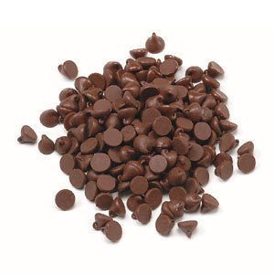 A pile of small chocolate chips.
