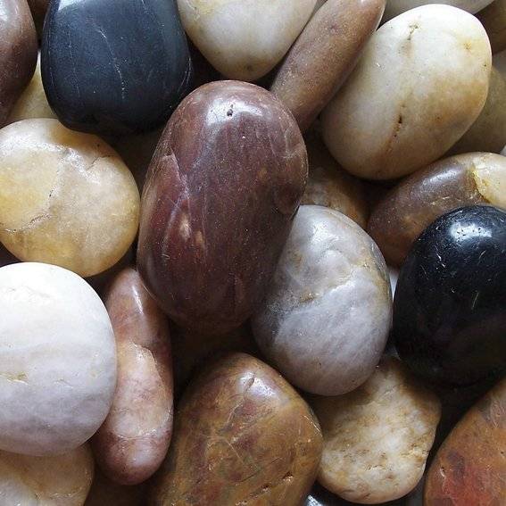 A group of colorful pebbles.