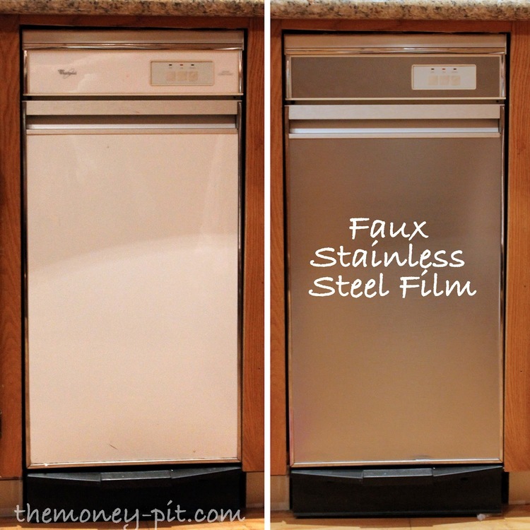 Use stainless steel contact paper to update appliances.