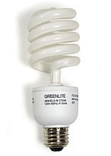 A CFL lightbulb sits against a white background.