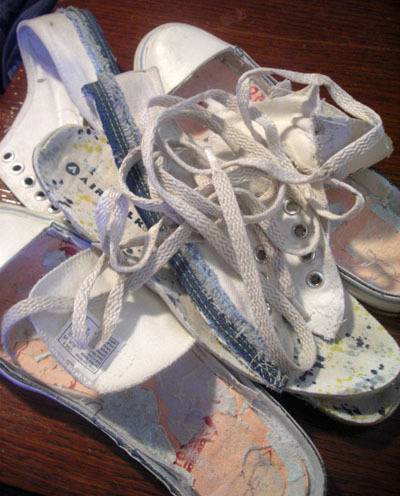 "Re-Upholster of a pair of sneakers"