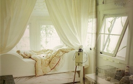 bedroom, light, draperies, white, ivory