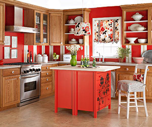 Red kitchen overall