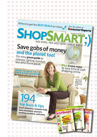 A Shop Smart magazine with three smaller ones in front.