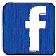 A white facebook symbol on a blue background.