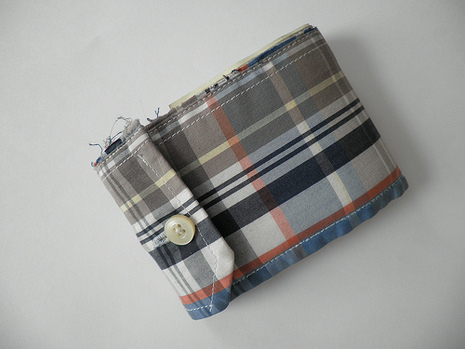 Plaid wallet made from an old dress shirt.
