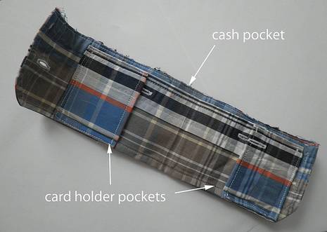 Homemade wallet from an old shirt.