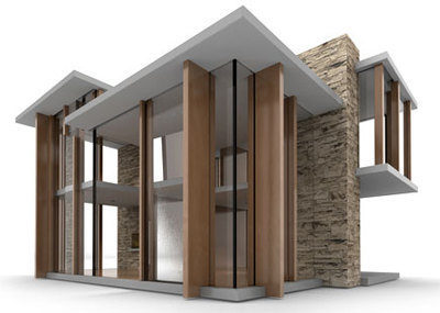 3-D design for a modern house.
