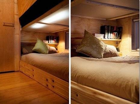 An upscale modern adult version of a bunk bed.