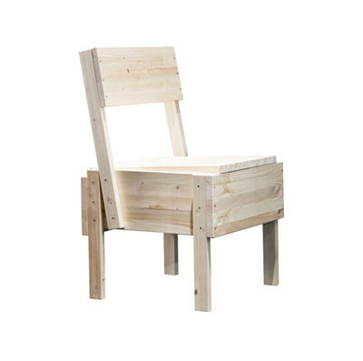 A chair is made out of wood.