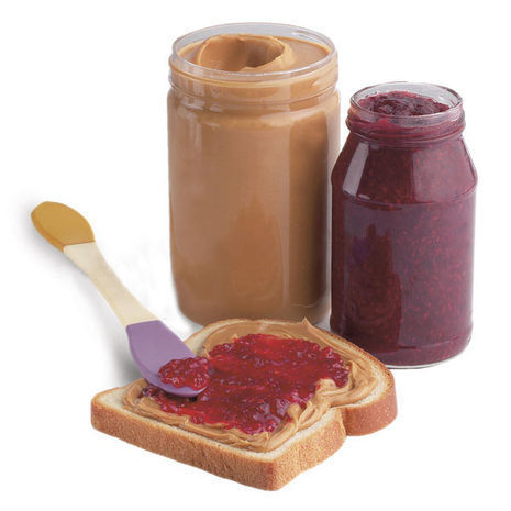 "Bread Slice With Spread and Jam Bottles"