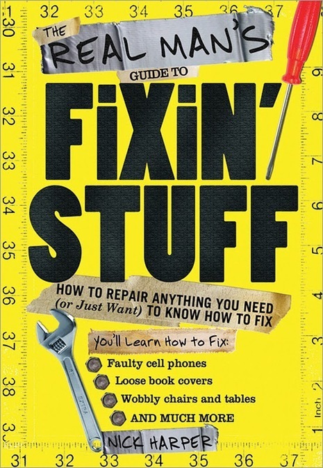 A fix it book is yellow with tools.